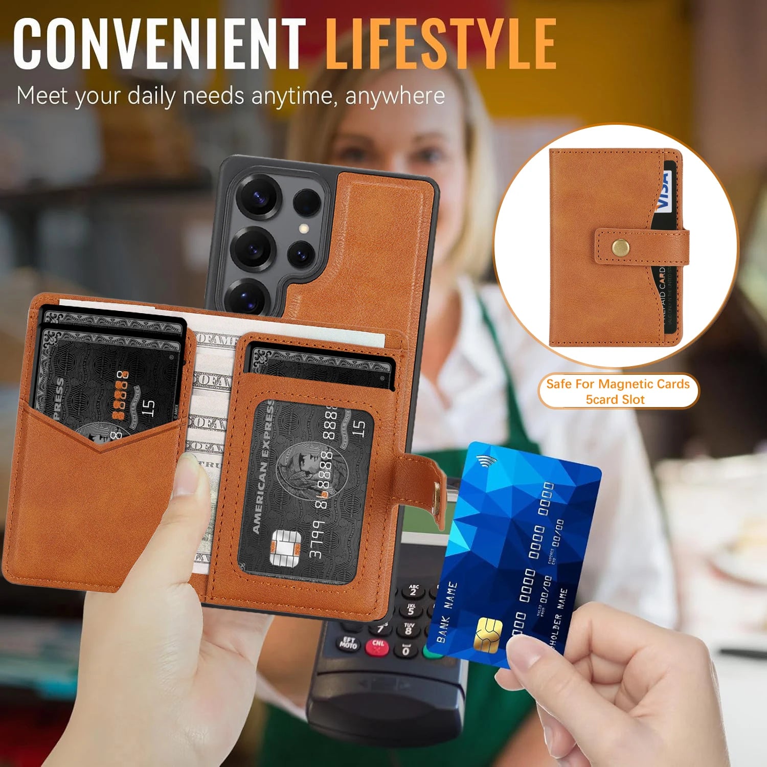 Luxury 2-in-1 Magnetic Leather Wallet Case for Samsung Galaxy S24 Series