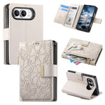Embossed Leather Wallet Flip Case with Adjustable Stand for iPhone Duo