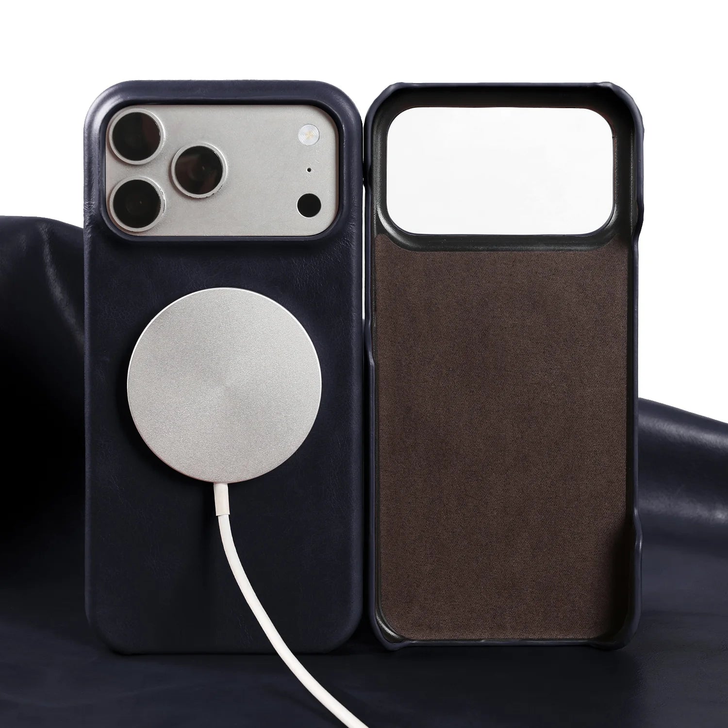 Classic Genuine Cowhide Leather MagSafe Case for iPhone 17 Series