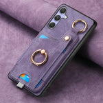 Leather Card Holder Case with 360° Rotating Ring Kickstand for Samsung Galaxy S26 Series