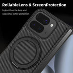 Carbon Fiber Open-Back Case with Rotating Magnetic Ring Stand for Pixel 10 Pro Fold