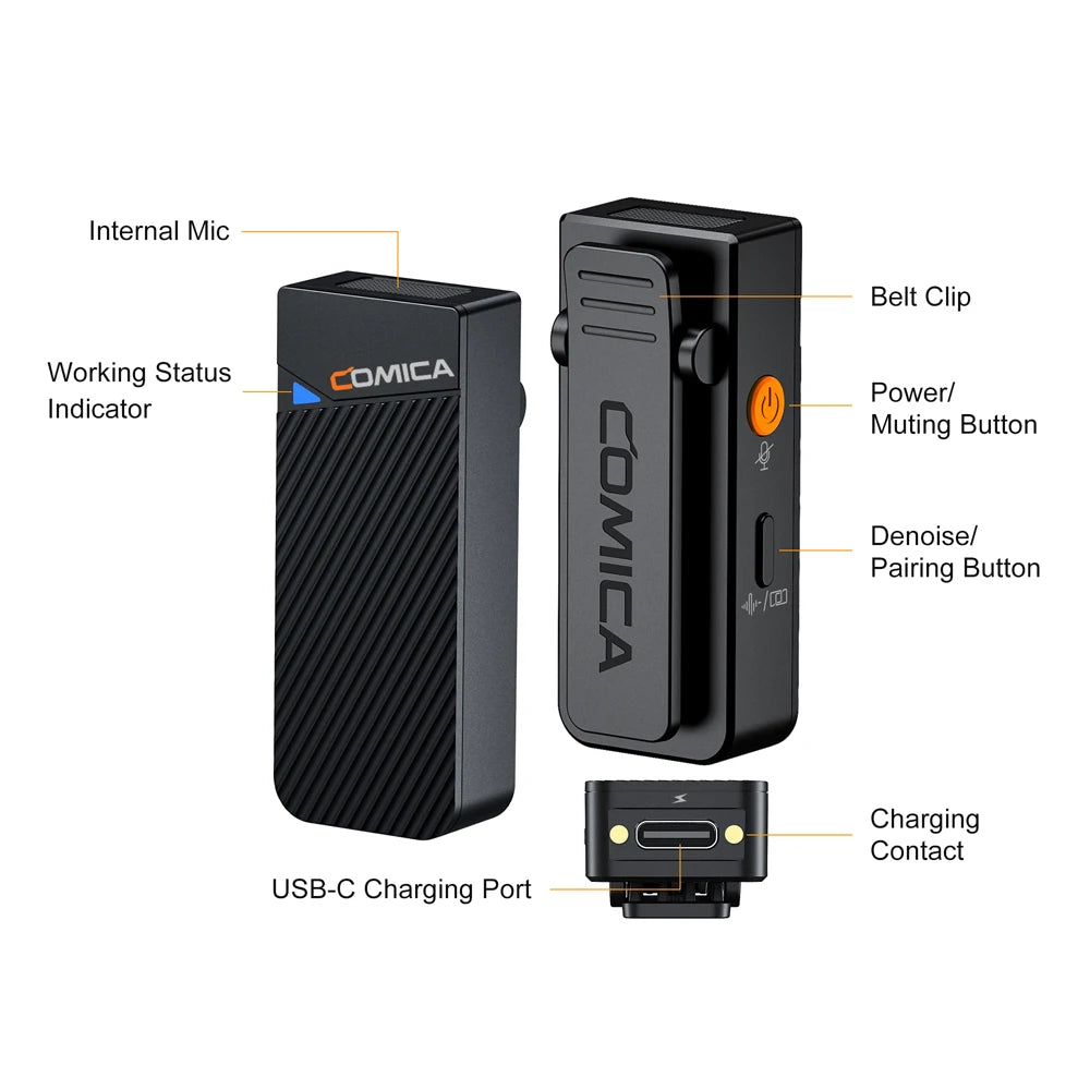Comica Vimo C 2.4G Mini Wireless Lapel Microphone with Charging Case
