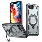iPhone 16e Magnetic Hard PC + Soft TPU Case & Rotatable Ring Stand