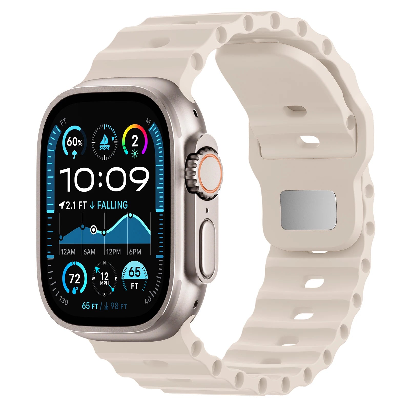 Breathable Perforated Silicone Band with Wave Pattern Grip for Apple Watch