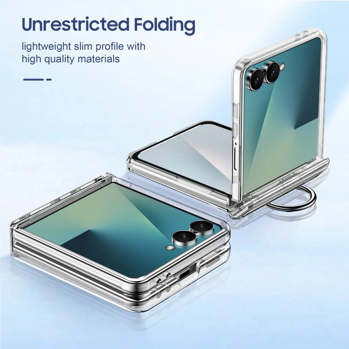 2-Card Wallet Flip Case with Rotating Finger Ring for Samsung Galaxy Z Flip 8