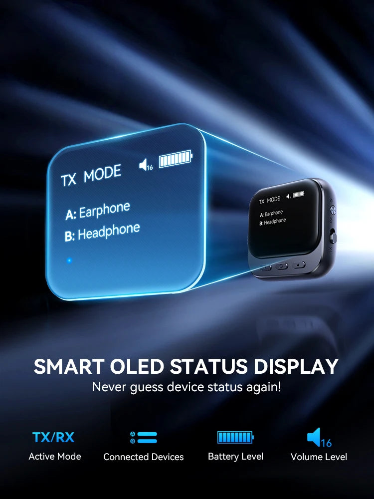 Joyroom 2-in-1 Bluetooth 5.4 Transmitter Receiver With OLED Display