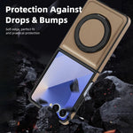 Samsung Galaxy Z Flip 7 Premium Leather Magnetic Case with Ring Holder