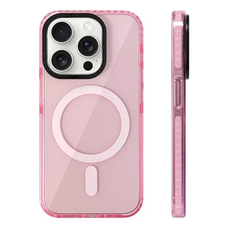 Soft Silicone Transparent Neon Color MagSafe Case for iPhone 15 Series