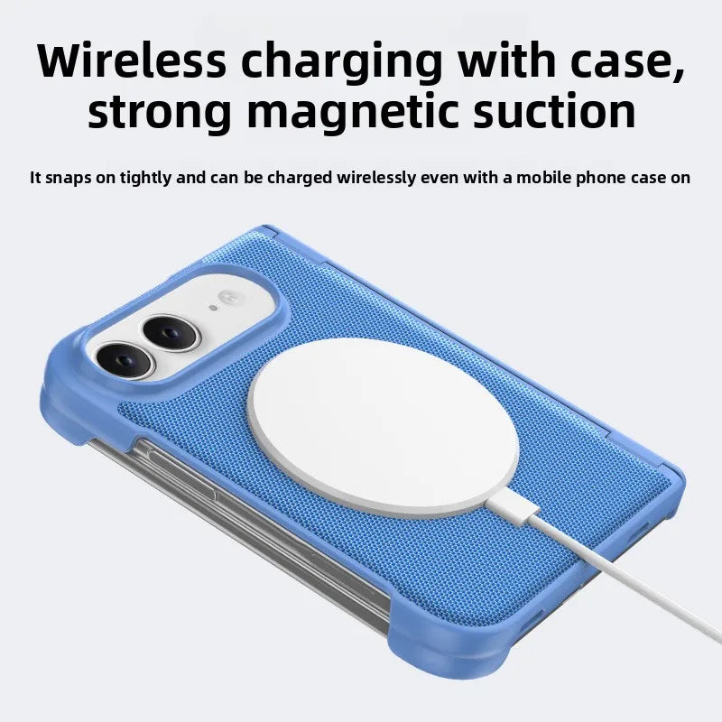 Woven Texture Vegan Leather Case with Wide Hinge Protection for iPhone Duo