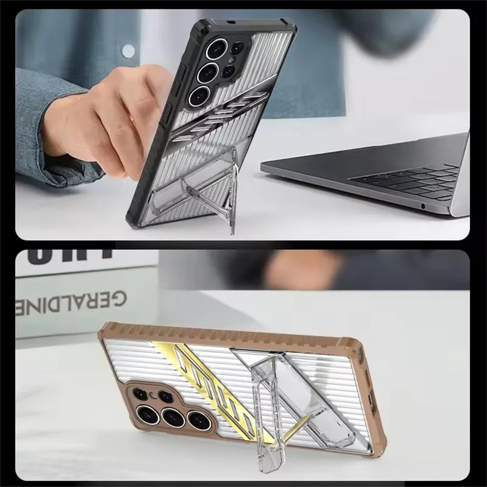 Samsung Galaxy S24 Series Heavy-Duty Armor Shockproof Case with Kickstand