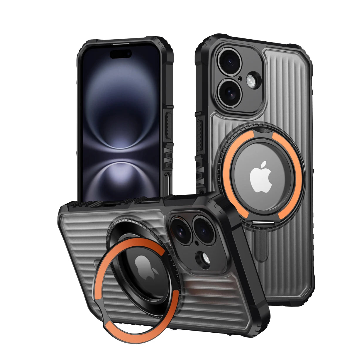 Shockproof Hard Armor MagSafe Case with Alloy Stand for iPhone 16 Series