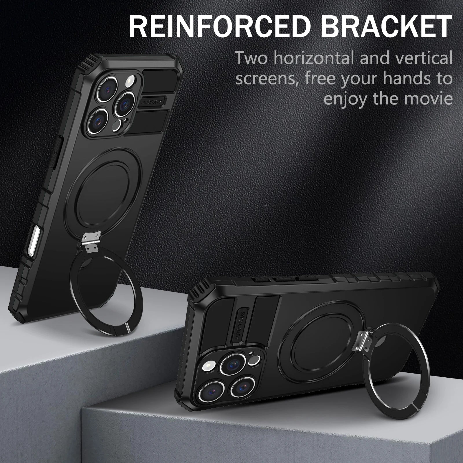 Heavy Duty MagSafe Case with Rotating Stand for iPhone 16 Series