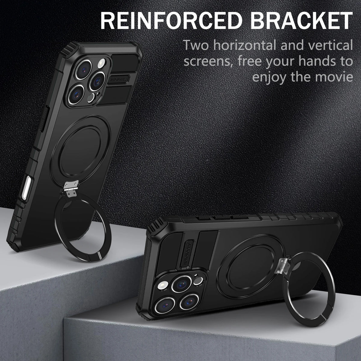 Heavy Duty MagSafe Case with Rotating Stand for iPhone 15 Series