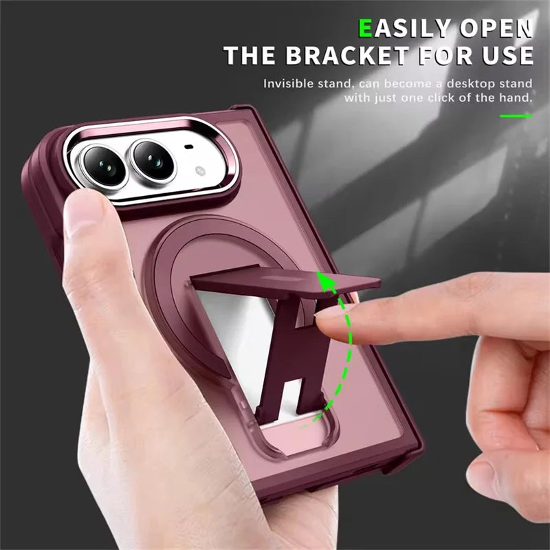 Translucent Kickstand Case with MagSafe Compatibility for iPhone Duo