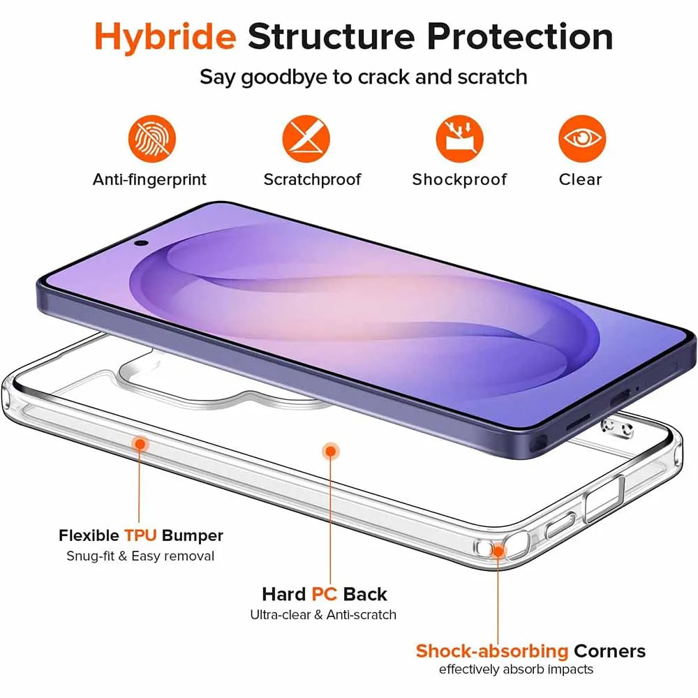 Shockproof Hybrid Clear Case with Military-Grade Drop Protection for Samsung Galaxy S26 Series