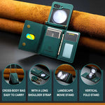 Crossbody Leather Wallet Case with Card Slots for Samsung Galaxy Z Flip 6