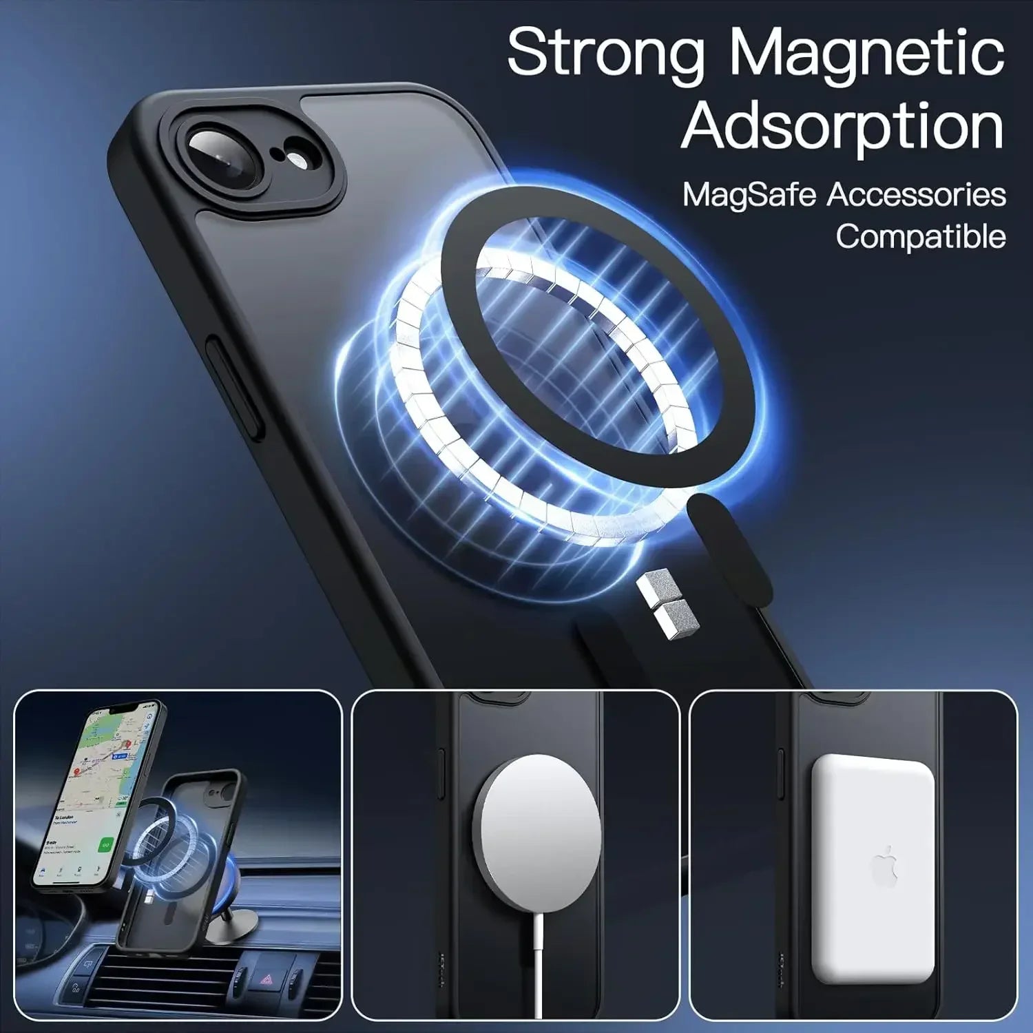 Shockproof Matte Clear MagSafe Case for iPhone 16e