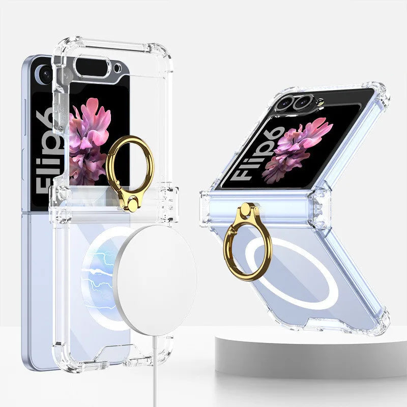 Samsung Galaxy Z Flip 6 Hinge Protective Magnetic Case with Ring Holder