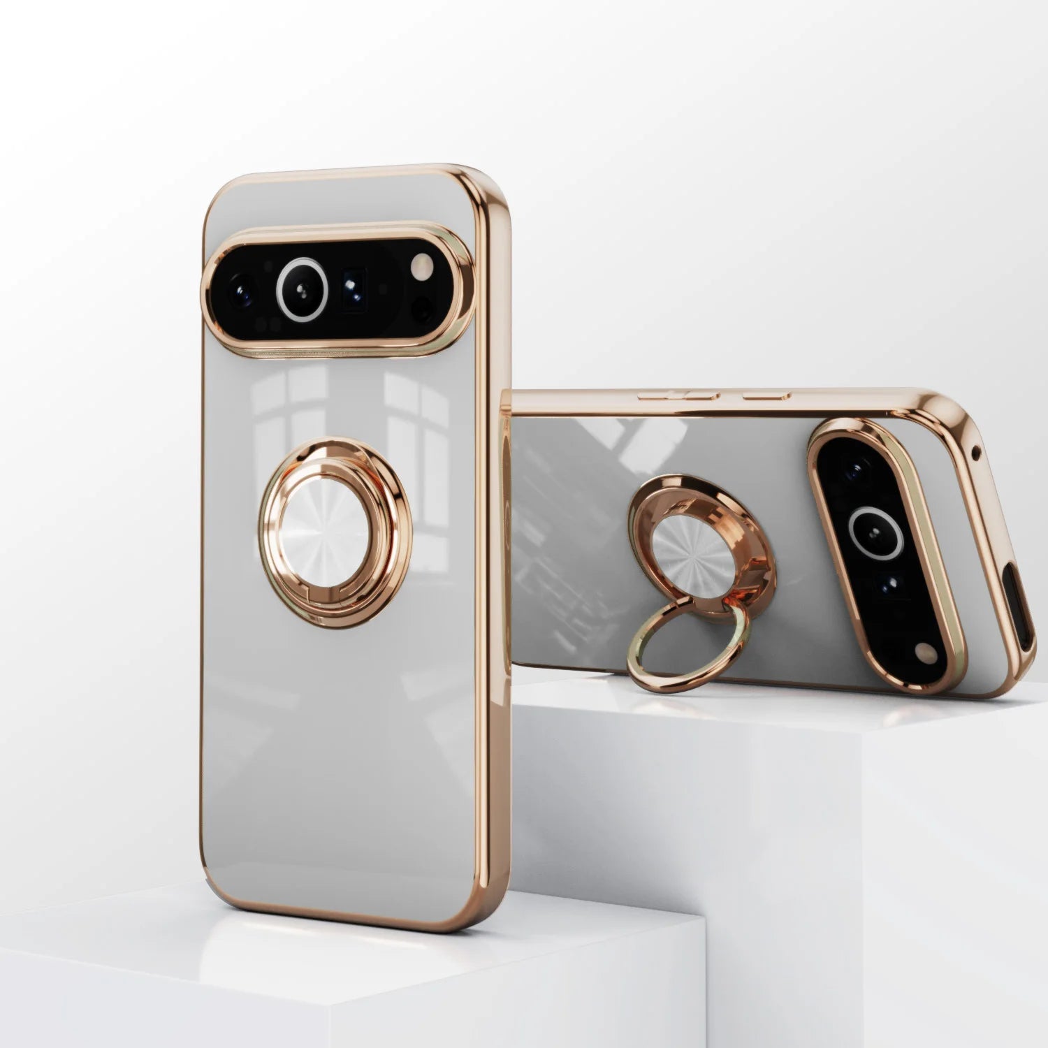 Luxury Flexible Shockproof Case with Plating Ring Holder for Google Pixel 10 Series