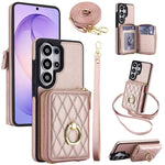 Crossbody Leather Wallet Case with Wrist Lanyard for Samsung Galaxy S26 Series