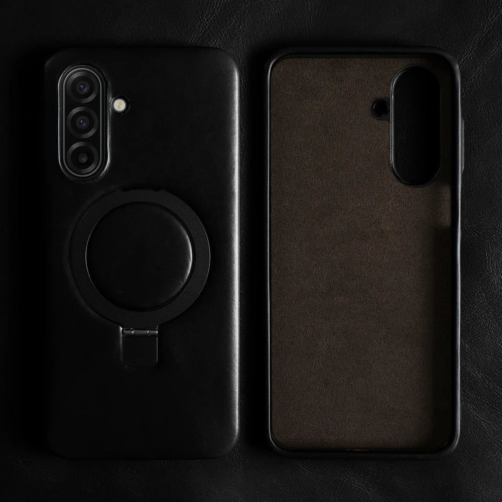 Genuine Leather Case with 90° Rotating Magnetic Bracket Stand for Samsung Galaxy A26