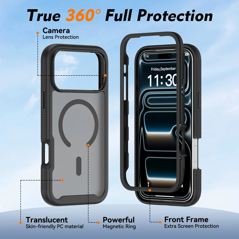 Translucent Matte MagSafe Case with Shock-Absorbing TPU Edge for iPhone 18 Series