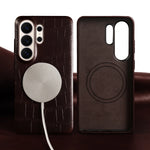 Genuine Leather Case with Integrated Magnetic Ring for Samsung Galaxy S21 Series