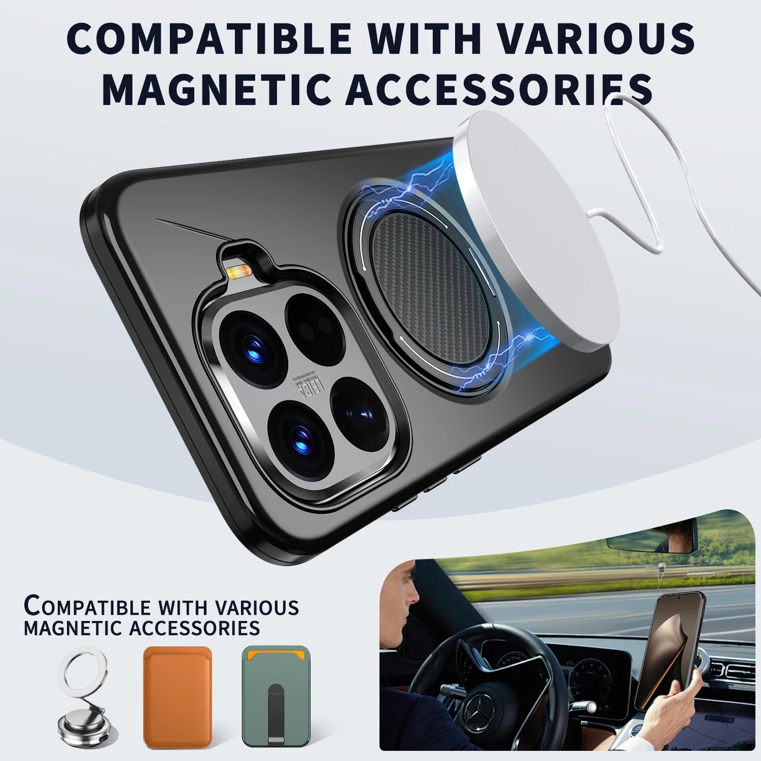 Heavy-Duty TPU and Hard PC Case with Ring Holder for Xiaomi 15T / 15T Pro