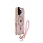 Luxury Metal Lens MagSafe Case with Hand Strap for iPhone 16 Series