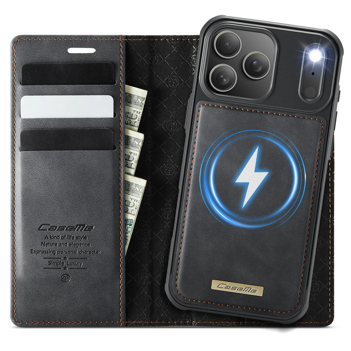 Leather Magnetic Flip Wallet Case with Kickstand for iPhone 18 Series