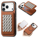 2-in-1 Detachable Fiber Texture MagSafe Leather Case with Card Holder & Suction Cup for iPhone 17 Series