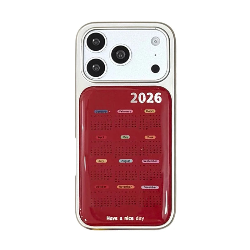 Trendy Red 2026 Calendar Phone Case for iPhone 17 Series