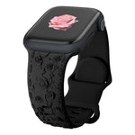 Rose Floral Engraved Strap Replacement Band for Apple Watch