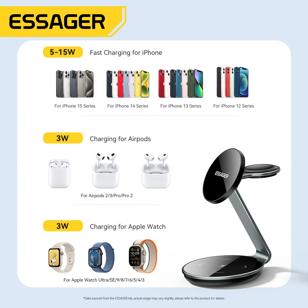 Essager Multi-Device 3-in-1 Wireless Charger Stand