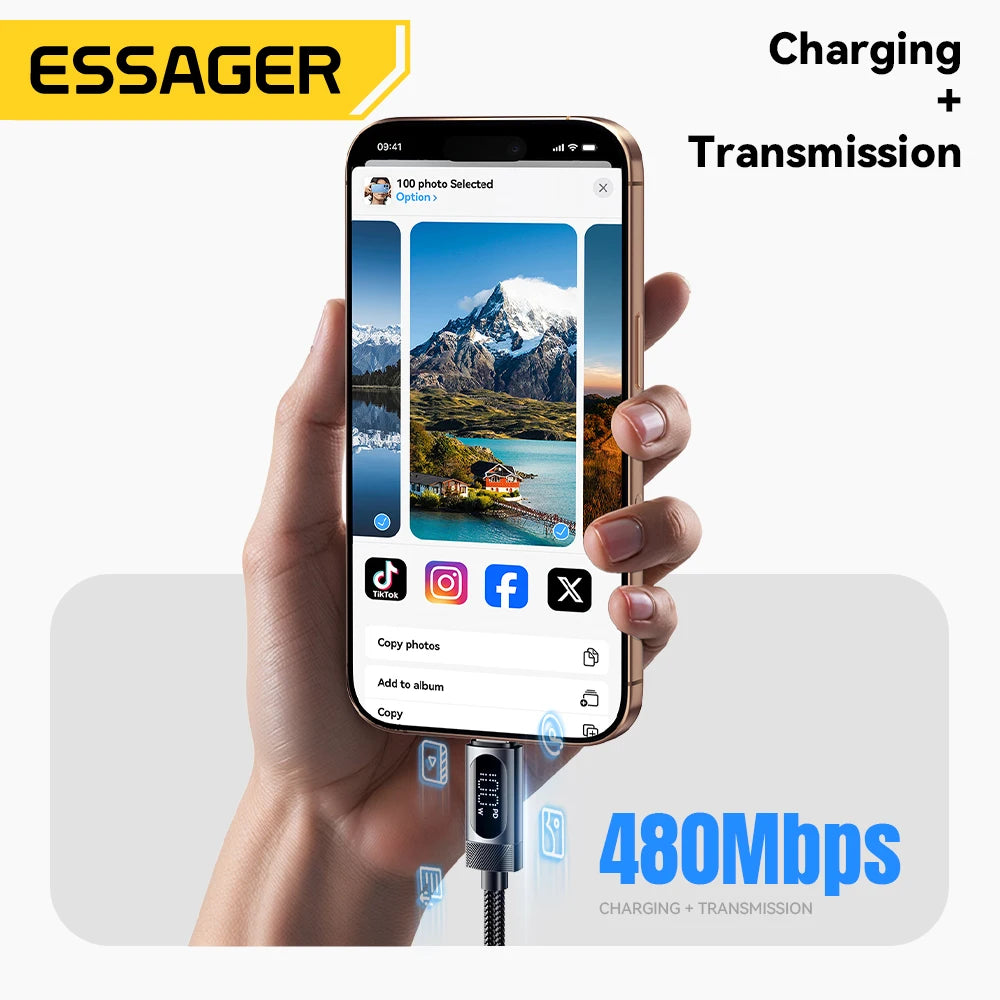 Essager 100W PD Fast Charging USB-C Cable with Digital Display