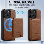 Luxury Leather MagSafe Case for iPhone 16 Series with Removable Card Pouch