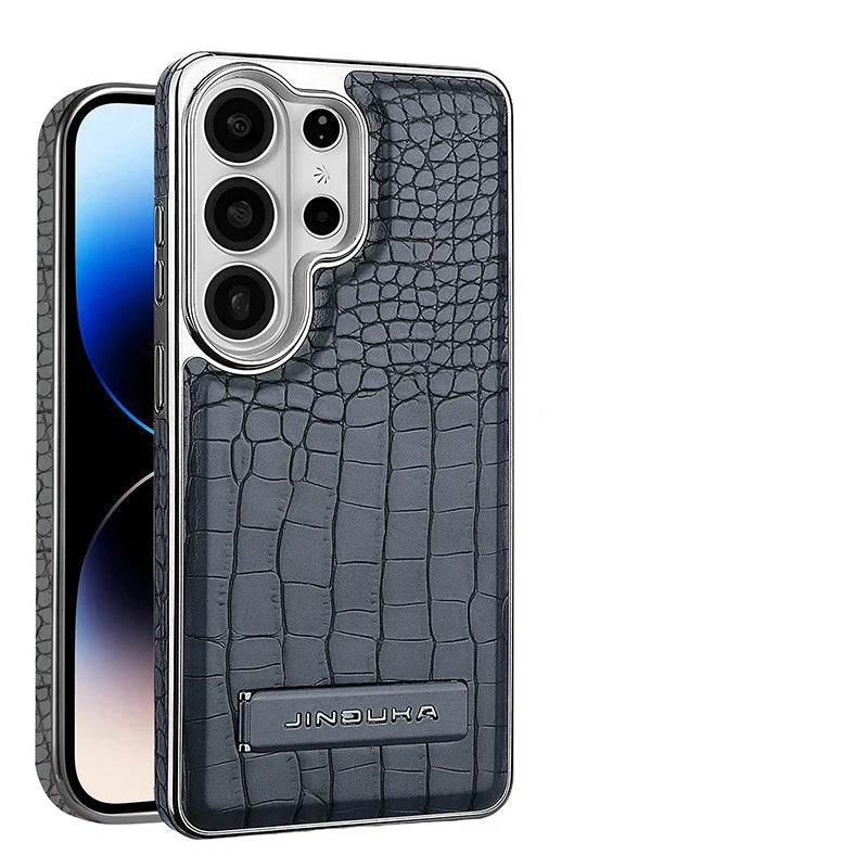 Luxury Crocodile Pattern Magnetic Leather Case with Stand for Samsung Galaxy S26 Series