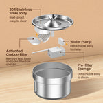ROJECO Stainless Steel Double-Filtration Pet Water Fountain