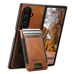 Samsung Galaxy Z Fold 6 Leather Wallet Case with Card Slot and Kickstand