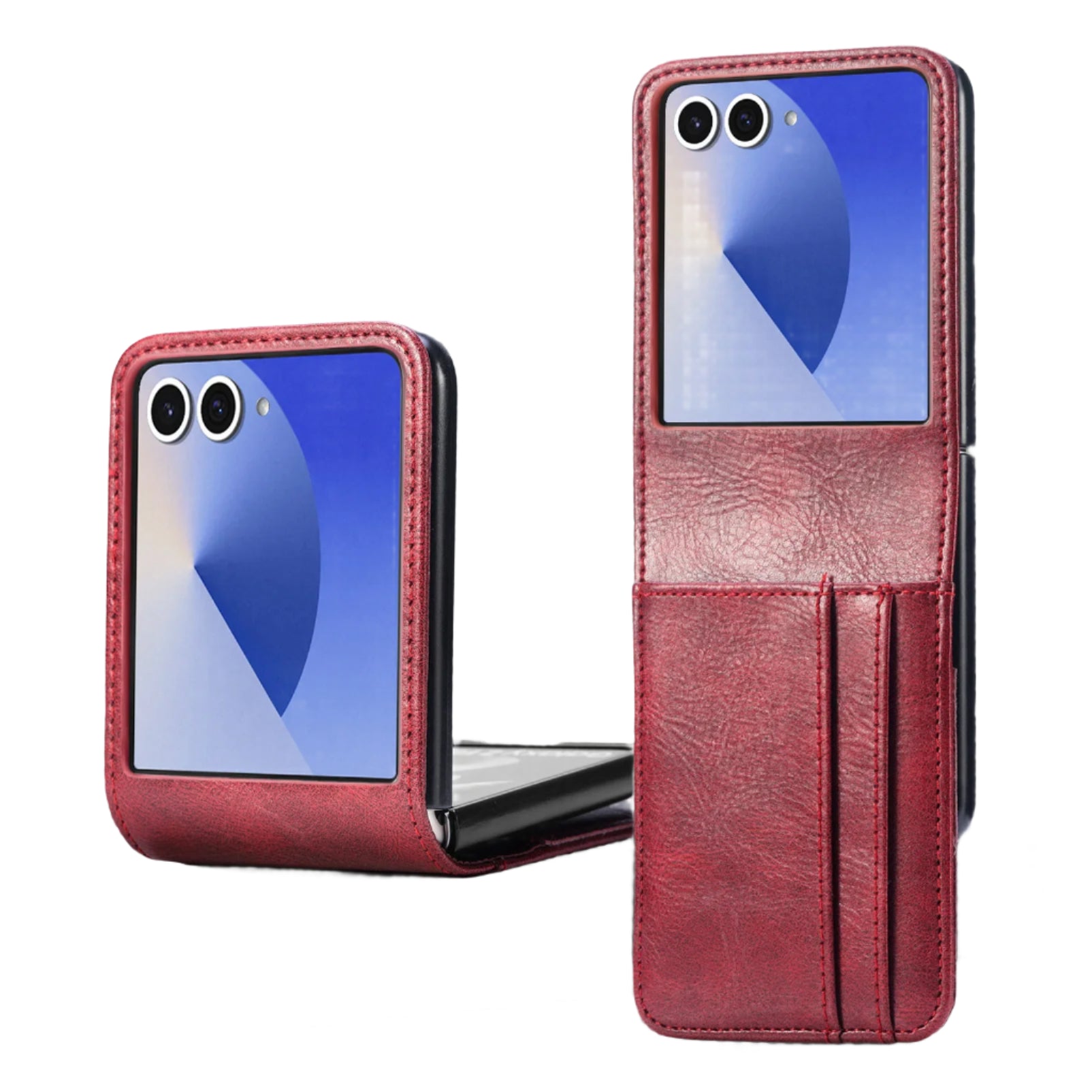 Red phone case with a reflective surface on a white background