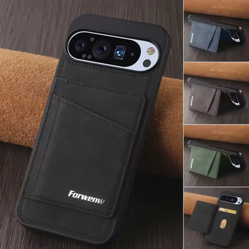 Google Pixel 10 Series Protective PU Leather Case with Card Slot