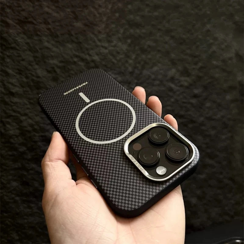 Carbon Fiber Texture Hard PC MagSafe Case for iPhone 15 Series
