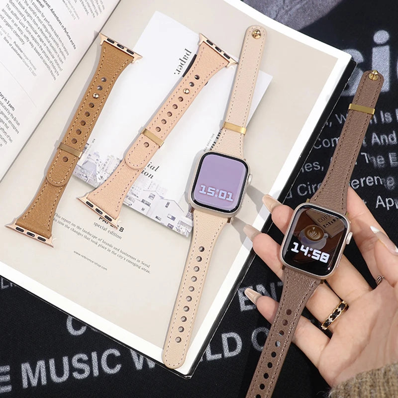 Women’s Slim Sheepskin Leather Strap for Apple Watch