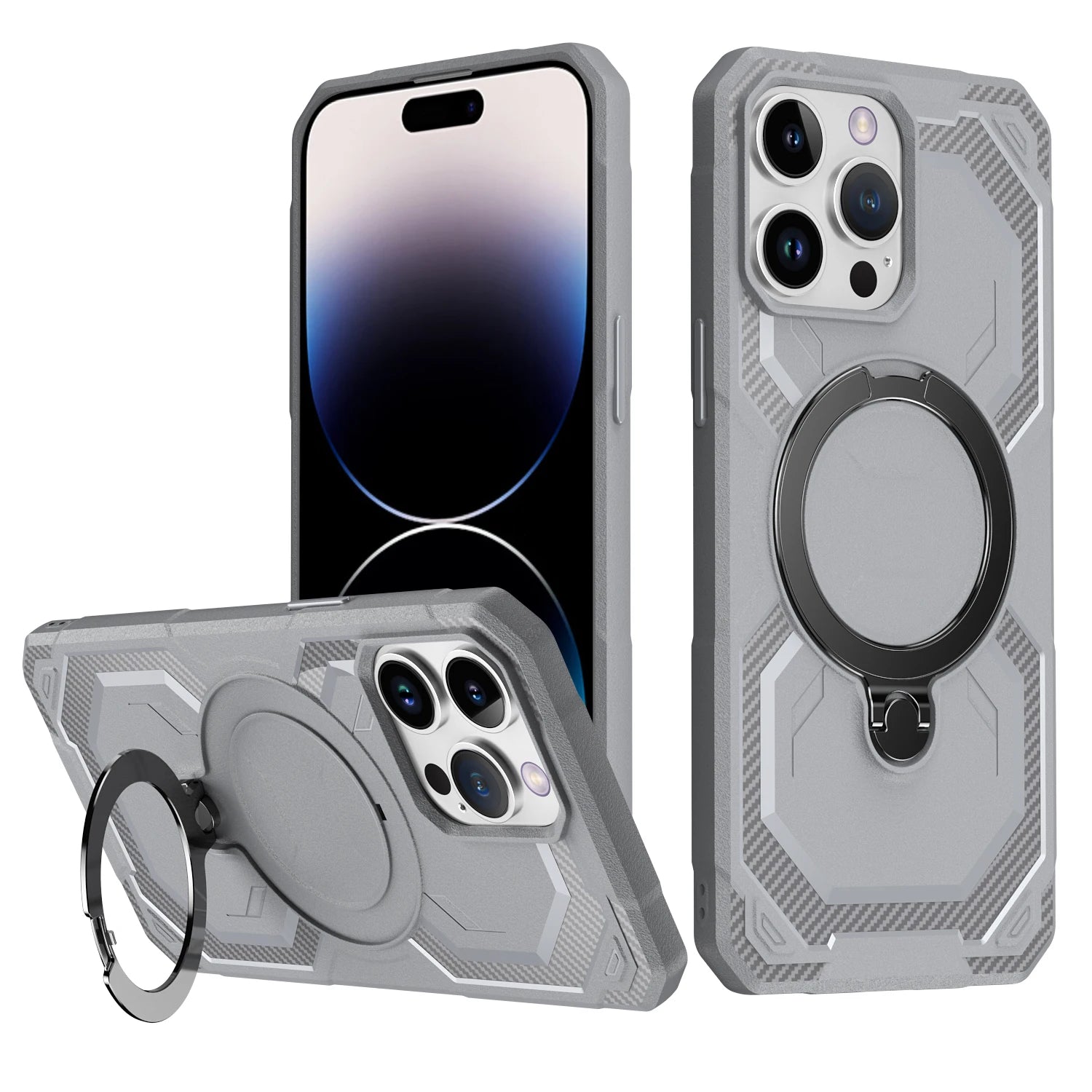 Heavy-Duty Armor Case with 360° Rotating Kickstand for iPhone 16 Series