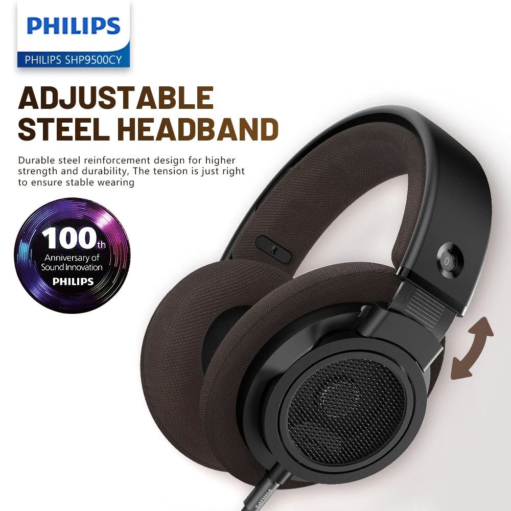 Philips SHP9500CY Open-Back Headphones With 50mm Driver