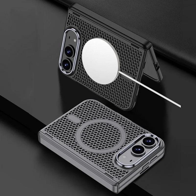 Perforated Heat-Dissipating MagSafe Case with Raised Camera Ring for iPhone Duo