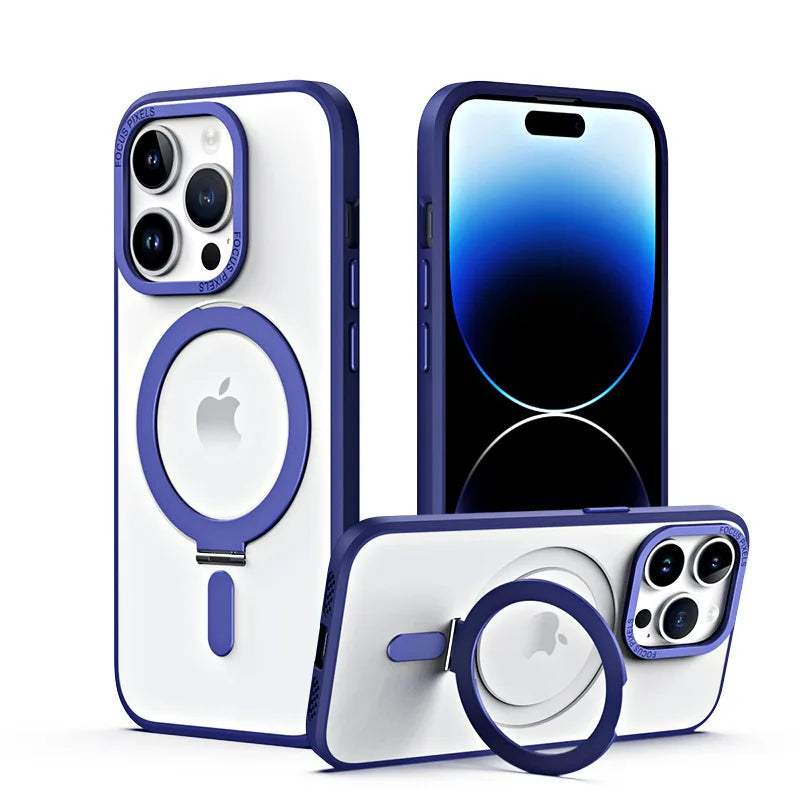 Premium Matte MagSafe Case with 360° Rotating Ring Holder for iPhone 15 Series