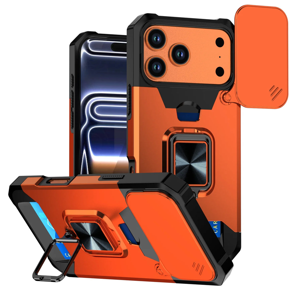 Hybrid Armor Case with 360° Rotating Ring Stand for iPhone 18 Series