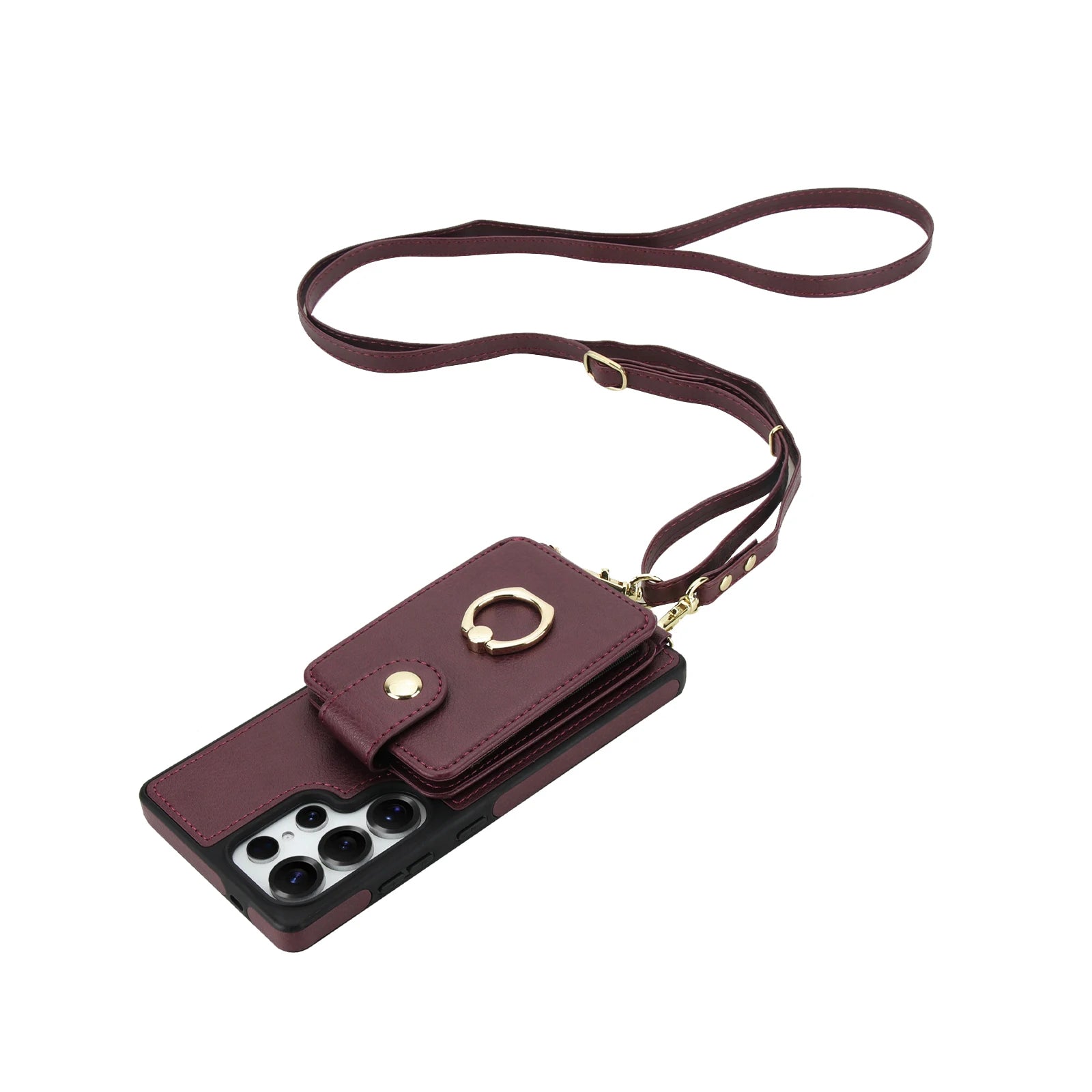 Premium Leather Crossbody Magnetic Case with Detachable Wallet for Samsung Galaxy S26 Series