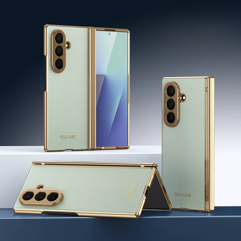 Premium Electroplated Leather Case with Built-In Screen Protector for Samsung Galaxy Z Fold 8 Ultra